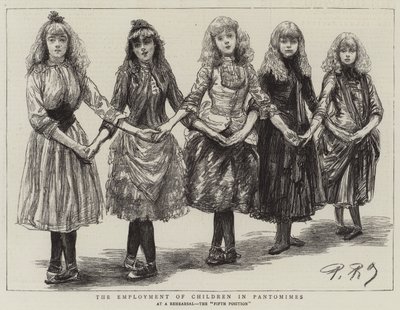 Het werk van kinderen in pantomimes door Charles Paul Renouard